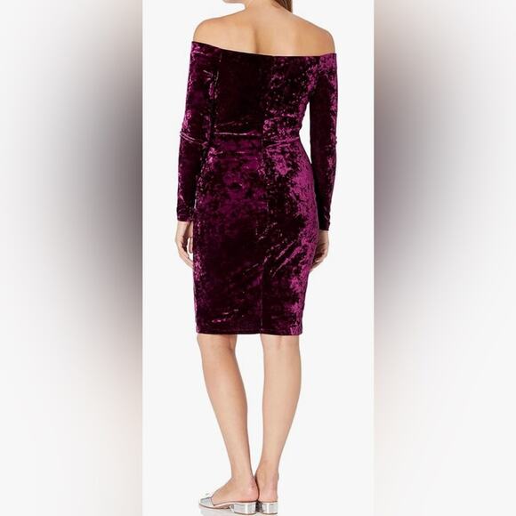 Eliza J Plum‎ Mini Sheath Long Sleeve Dress sz 10 Juniors stretch velvet - Picture 2 of 8